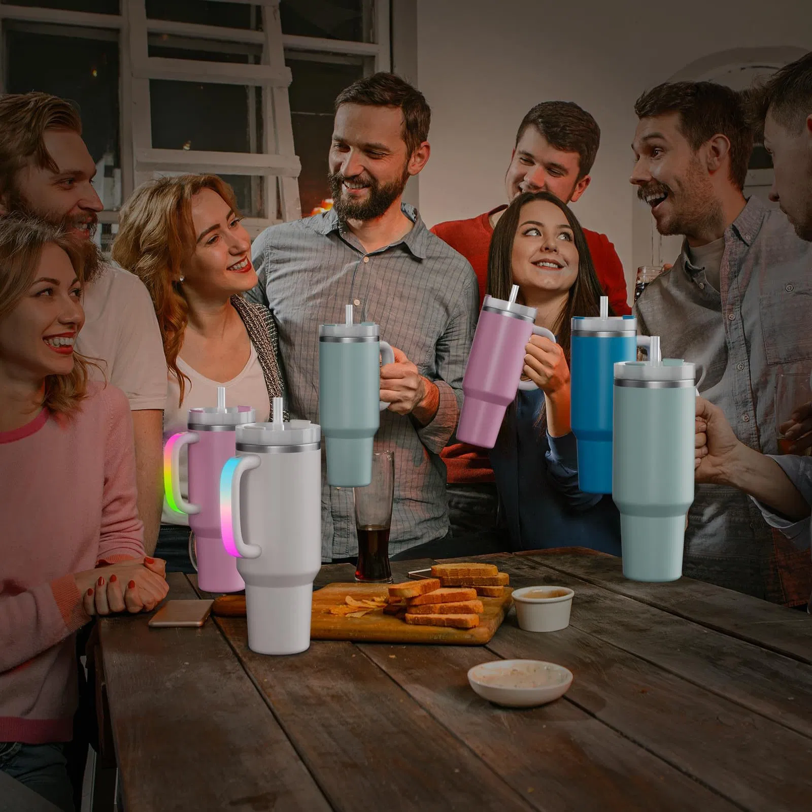 LED Glow Handle for Quencher-Style Tumblers with Magnetic Charging & Color Changing Modes