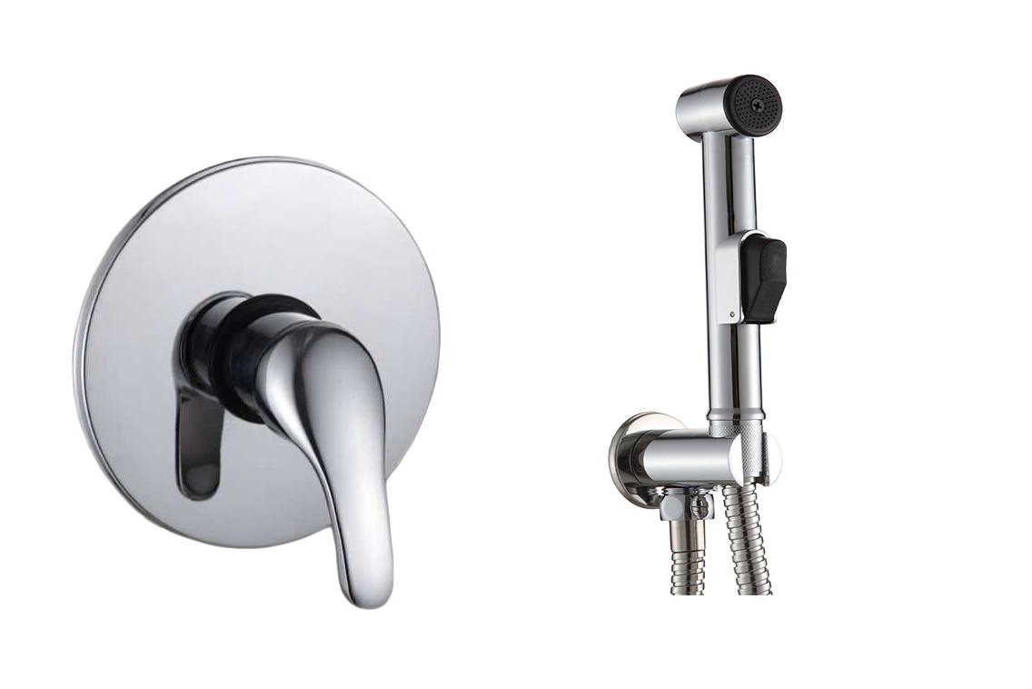 Смеситель для биде с душем, латунь, хром (H11-110)