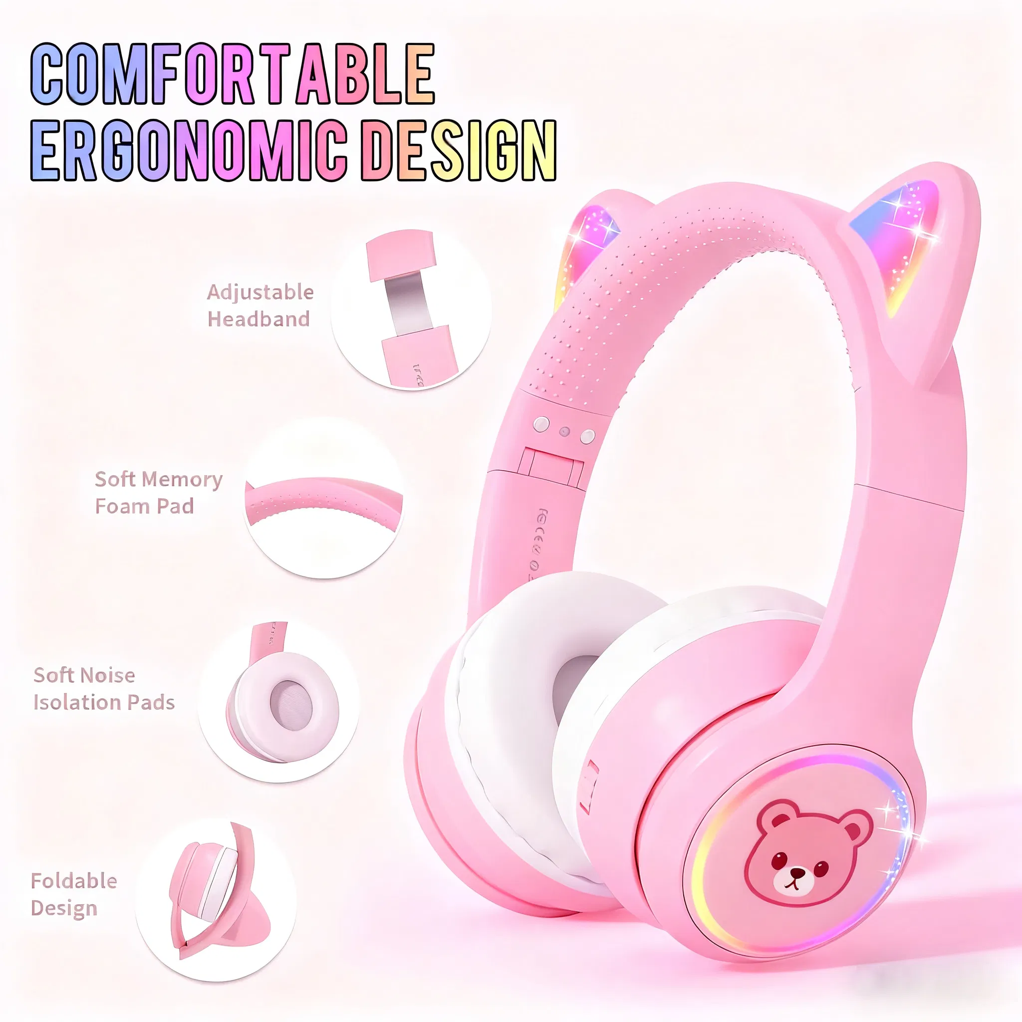 Детские беспроводные наушники с контролем громкости