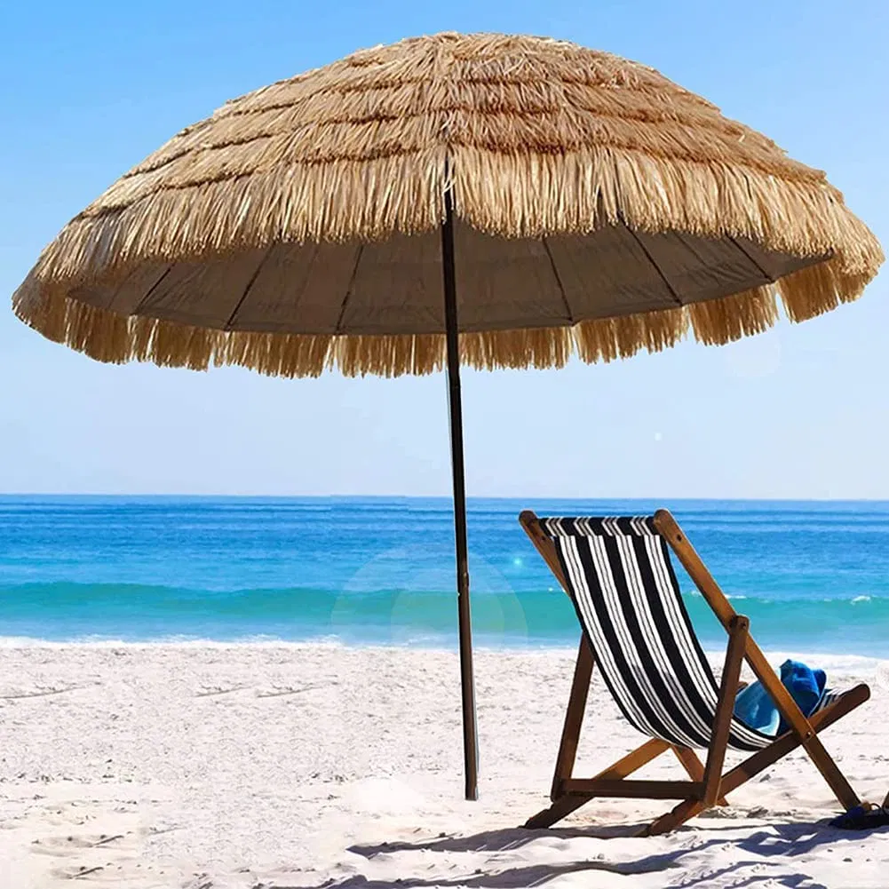 Heavy Duty Straw Plastic Garden Outdoor Umbrella