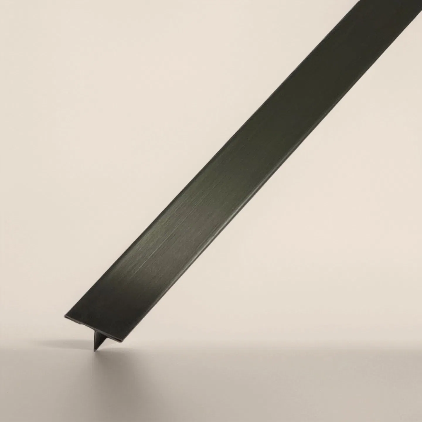 T&C T18 T-Shape PVD Black Color Mirror Brushed Finish Stainless Steel T Style Trim for Carpet to Tile