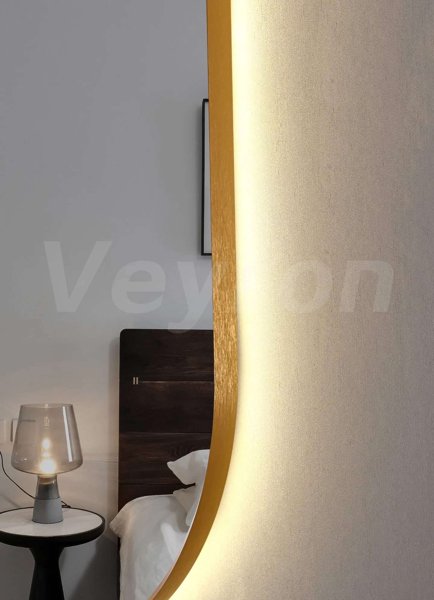 LED Full-Length Mirror with Light in Hotel Bathroom with Bluetooth Enabled Touch Switch