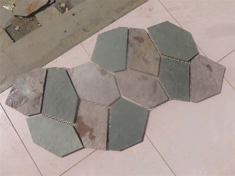 Slate Gray/Black/Gold/Rusty Color Landscape Paving Stone Flagstone with Net