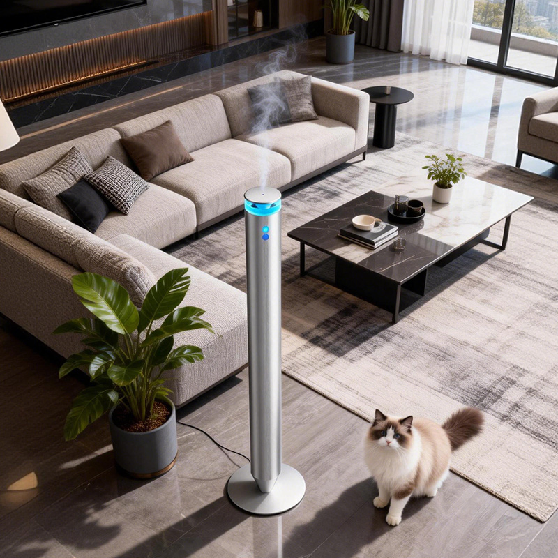 Professional Hotel Lobby Aluminum Floor- Standing Scent Diffuser Commercial Tower Essential Oil Aroma Diffuser Machine