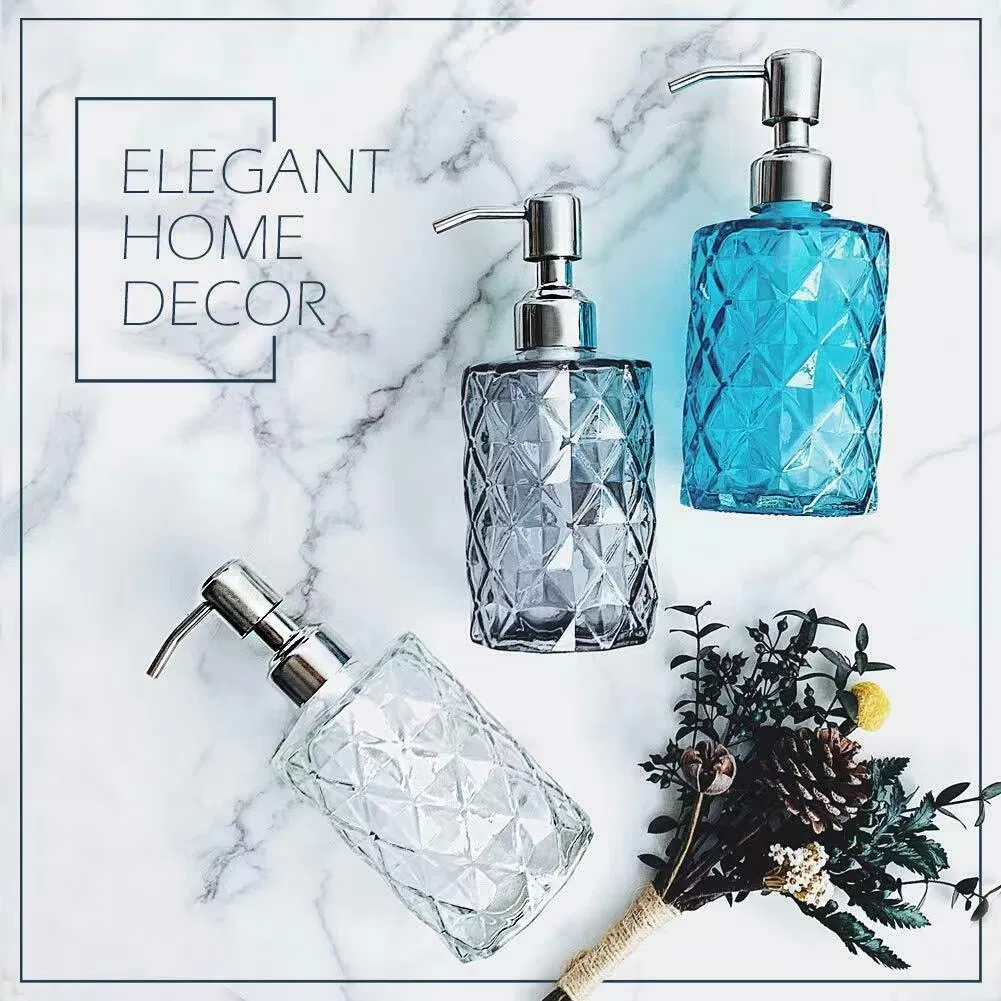 Elegant 330ml Round Glass Lotion Bottle with Steel Pump