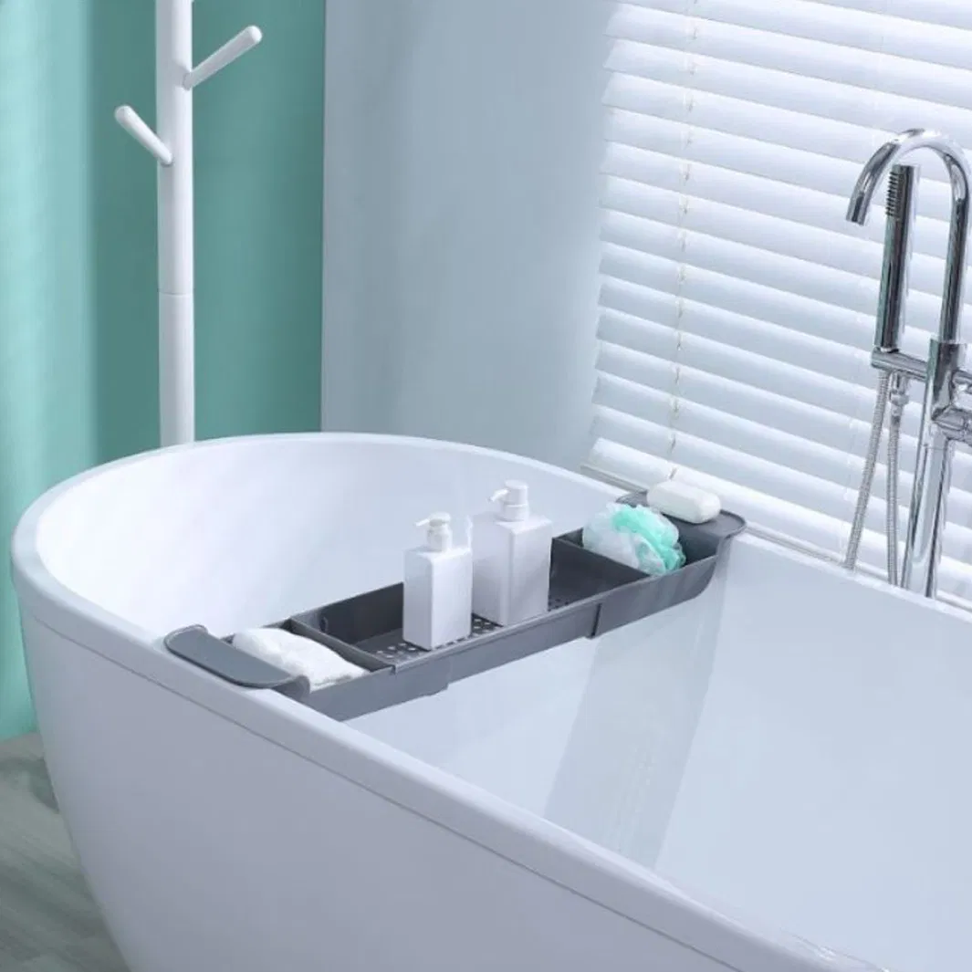 Expandable Drain Bath Shelf Caddy Tray Multifunctional Plastic Bathtub Tray