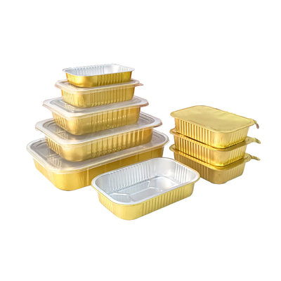 Food Aluminum Lunch Trays Meal Serving Lid Tray Takeaway 4 Compartment for Microwave with Disposable Air Aluminium Foil Box