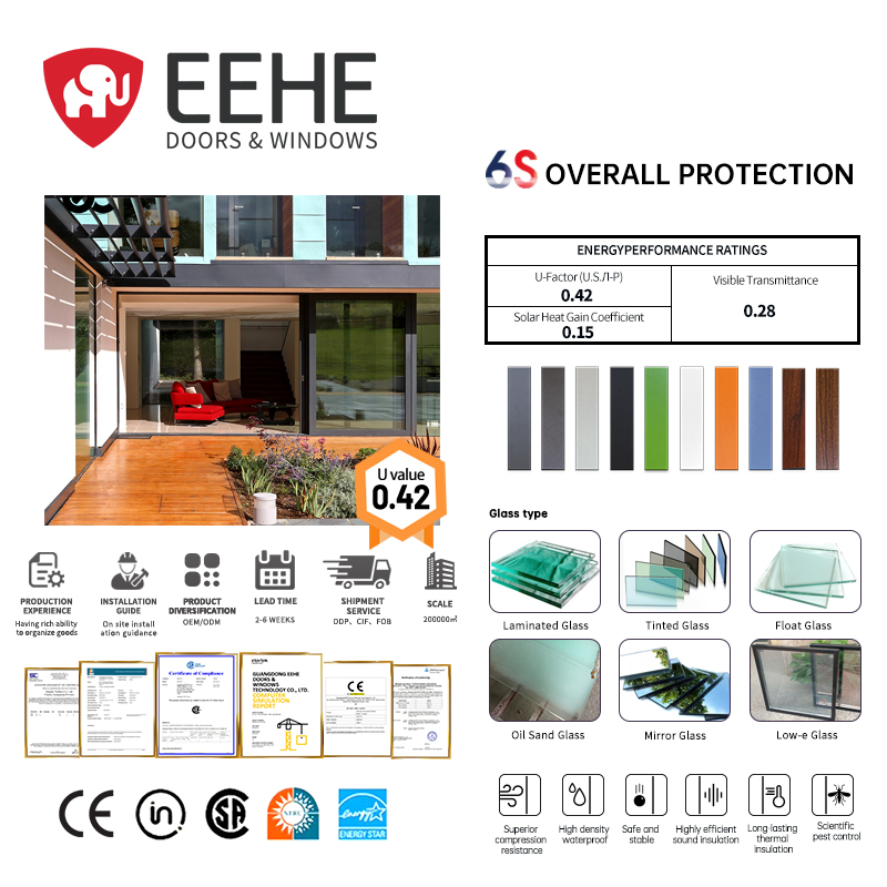 Eehe Weatherproof Best Exterior Sliding Patio Doors with Direct Two Track Nfrc