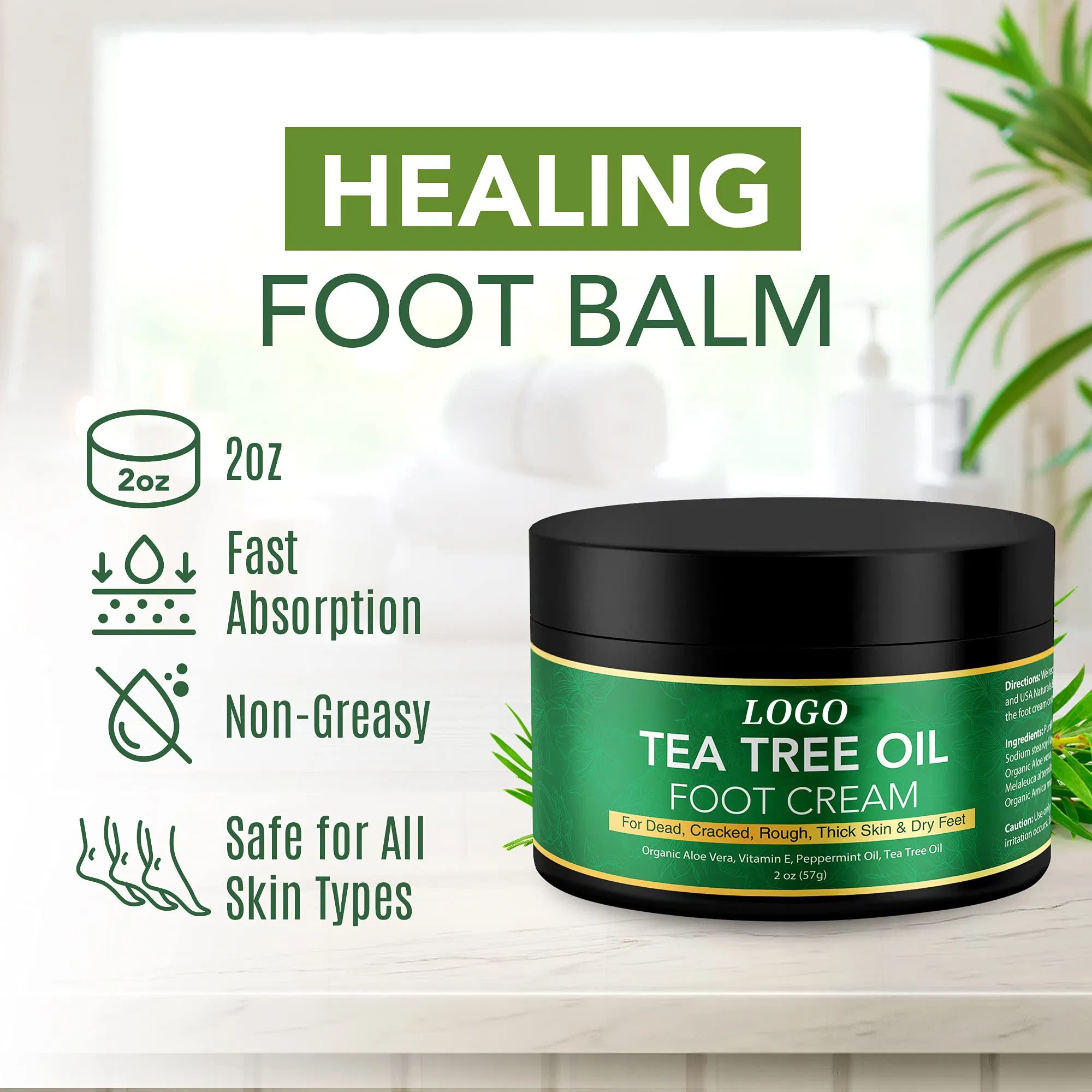 Beauty Cosmetics Skin Care Soothing Dry Mild Tea Tree Oil Foot Cream