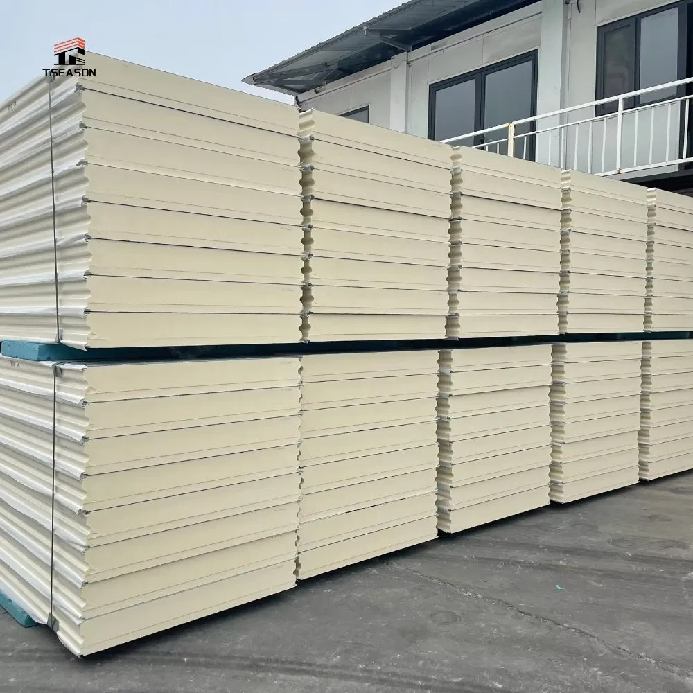 Tseason PU/PUR/PIR/Puf Roof Panel Three Wave-Hidden Screw Sandwich Panel for Workshop/Warehouse Roofing Board for Sale
