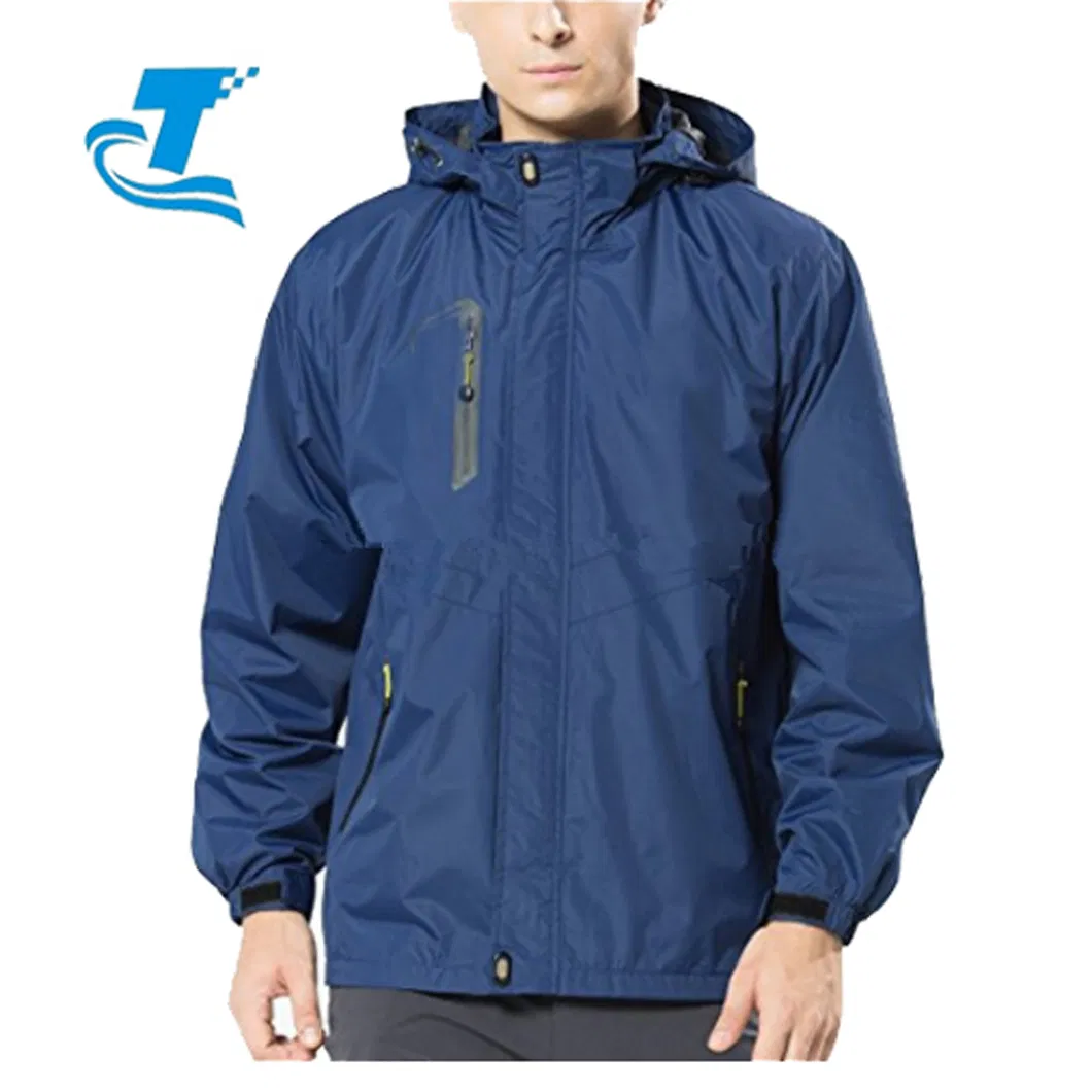 Men′ S Watertight Front-Zip Hooded Rain Jacket