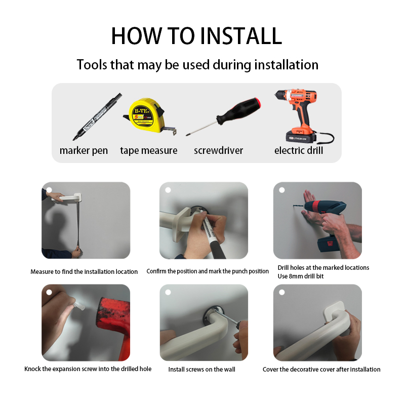 Wall Mounted Plastic Grab Bars White Electroplated Bathroom Safety Handrails for Disabled Toilets Bathtubs