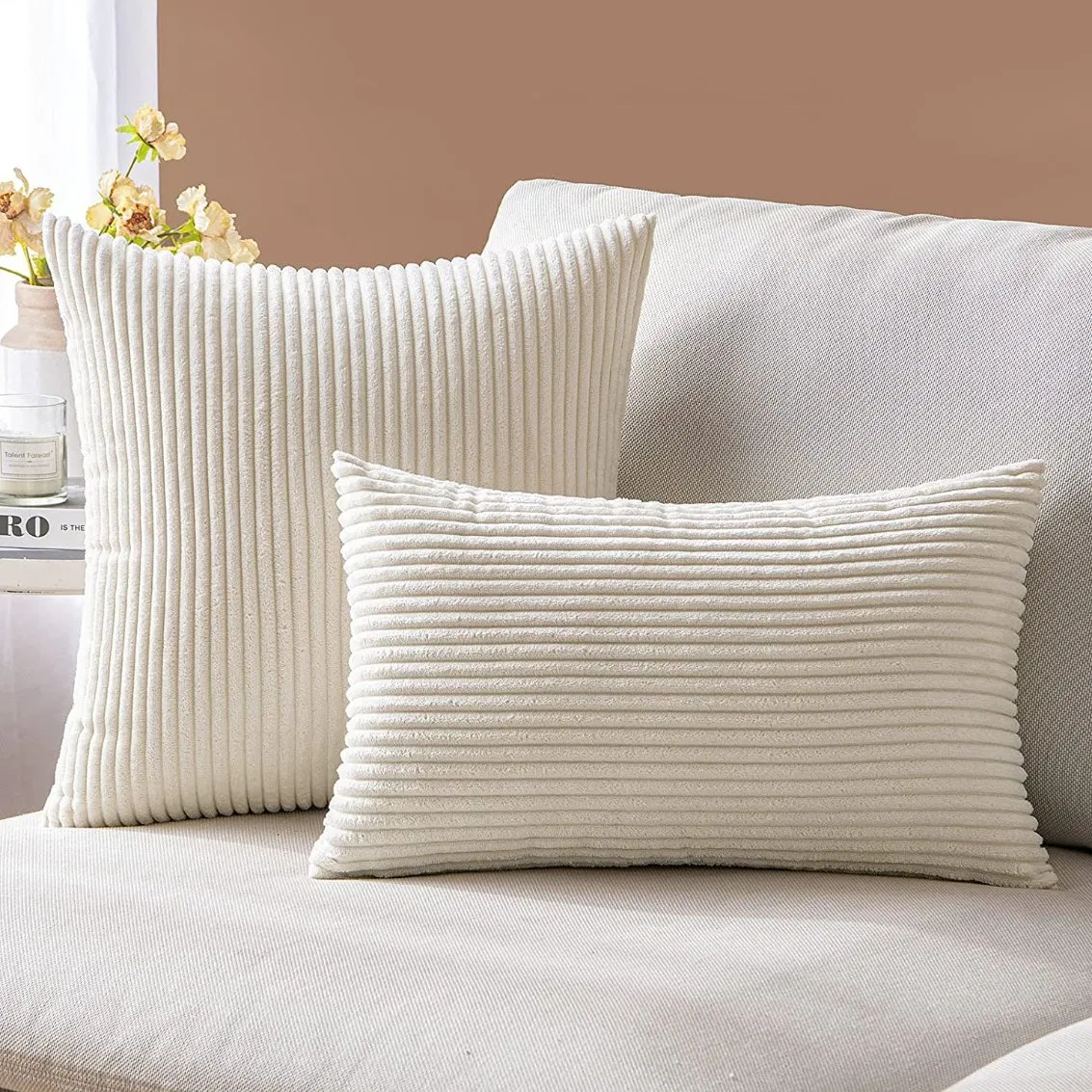 Striped Velvet Pillowcase Square Decorative Throw Cushion Cover Couch Bedroom Home Use Decorative Cushion Covers