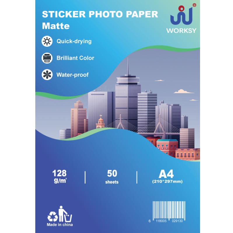 108g A4 White High Inkjet Matte Photo Paper Sticker, Self Adhesive