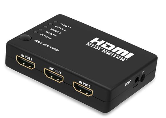 HDMI-коммутатор 5x1 с пультом, поддержка 4K