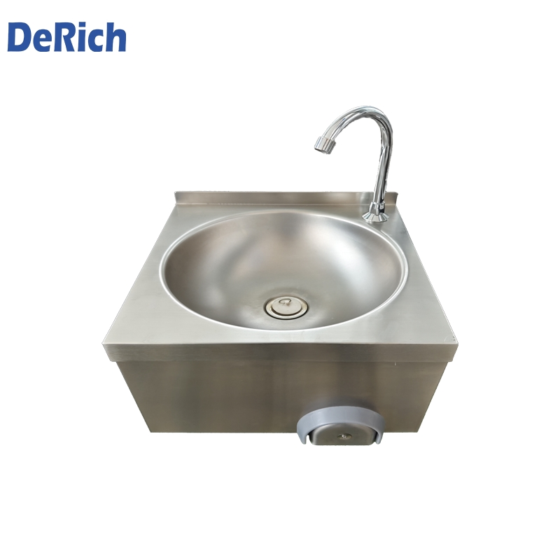 Derich Food Grade Single Bowl Commercial Knee Stainless Steel Wall Hung Basin