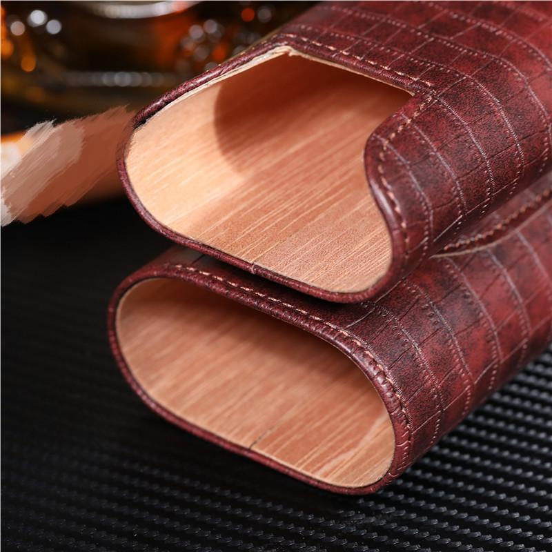 Ea456 Wholesale Custom Humidor 3 Finger Cigar Box Men Travel Portable PU Leather Small Luxury Hot Sale Durable Tube Cigars Case
