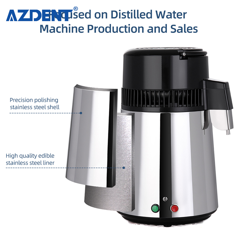 Temperature Adjustable 750W Stainless Steel Water Distiller Machine with Glass Jug