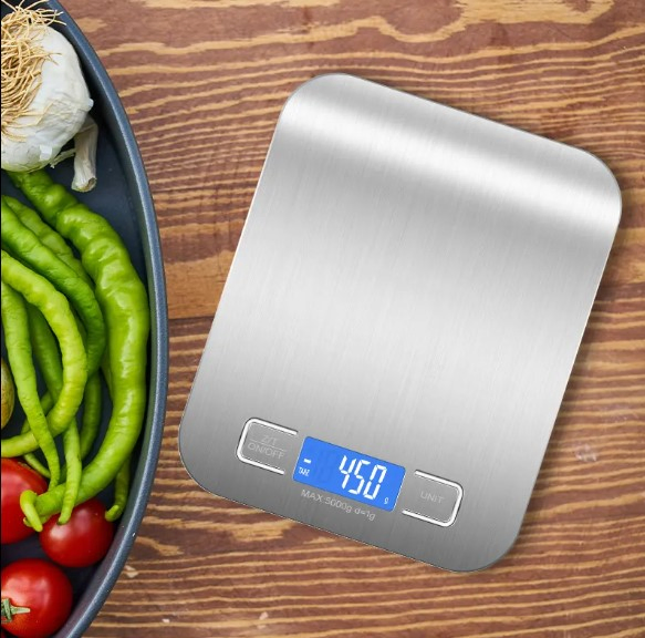 Stainless Steel Baking Electronic Food Gram Scale LCD Display Battery Powered 1g Division 10kg Maximum Capacity Kitchen Scale