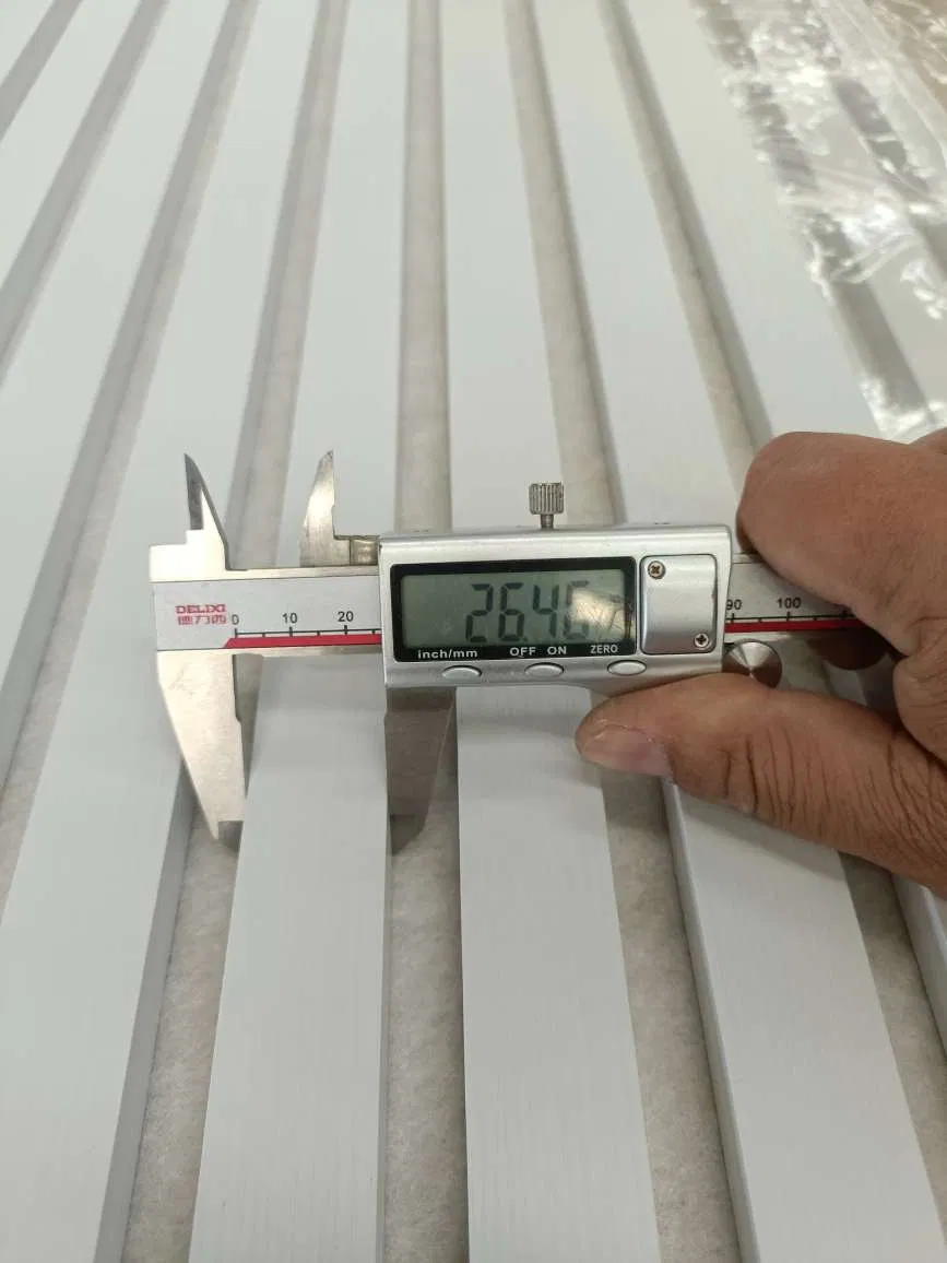 White PVC Film Wood Slat Acoustic Wall Panel Sound Absorption Ceiling