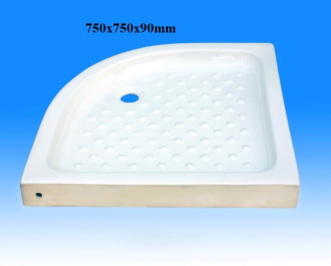 Ocst-75075090f White Fan-Shape Ceramic Shower Tray in Size 750X750X90mm
