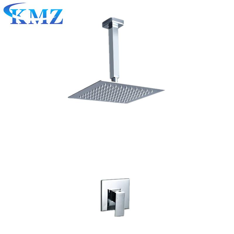 Single Lever Square Rain Shower Head Concealed Wall Mounted Bathroom Shower Set Ceiling Shower Panel Faucet