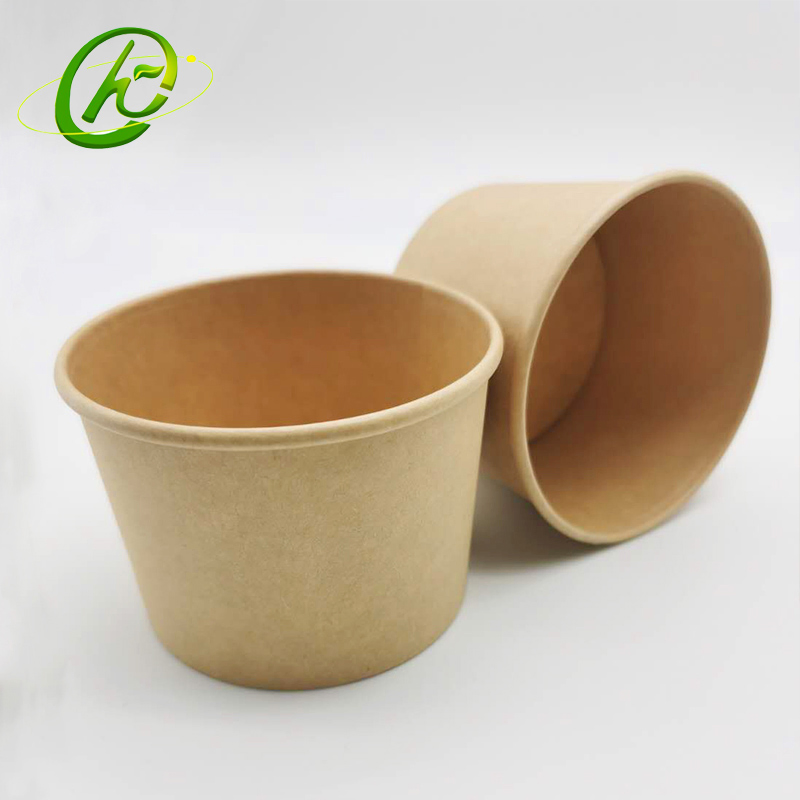 Food Grade Custom Printed Disposable Ice Cream Packaging Paper Bowl with Lid and Spoon Paper Cups