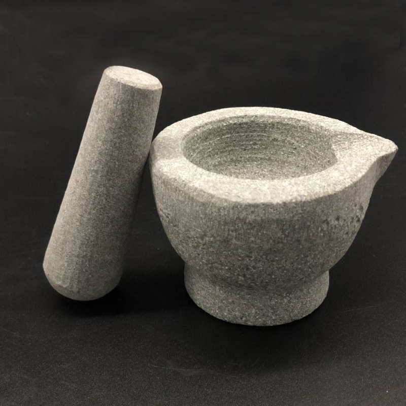 Natural Stone Kitchenware Mortar/Pestle Set with Spout OEM/ODM Granite Marble Kitchen Tools