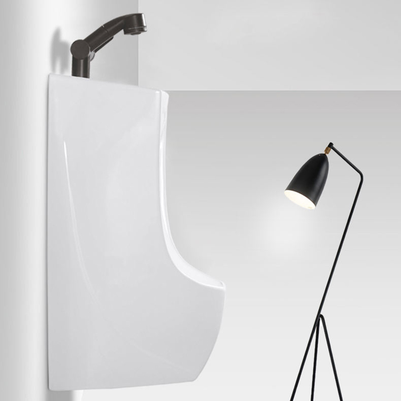 Modern Bathroom Men's Wall-Mounted White Ceramic Toilet Bowl Basin with Gravity Flushing and Sensor Urinal