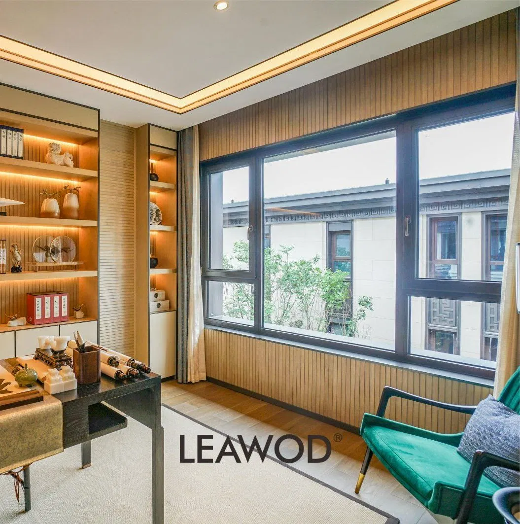 Round Corner Design Wood Aluminum Composite Casement Window for Church Hotel