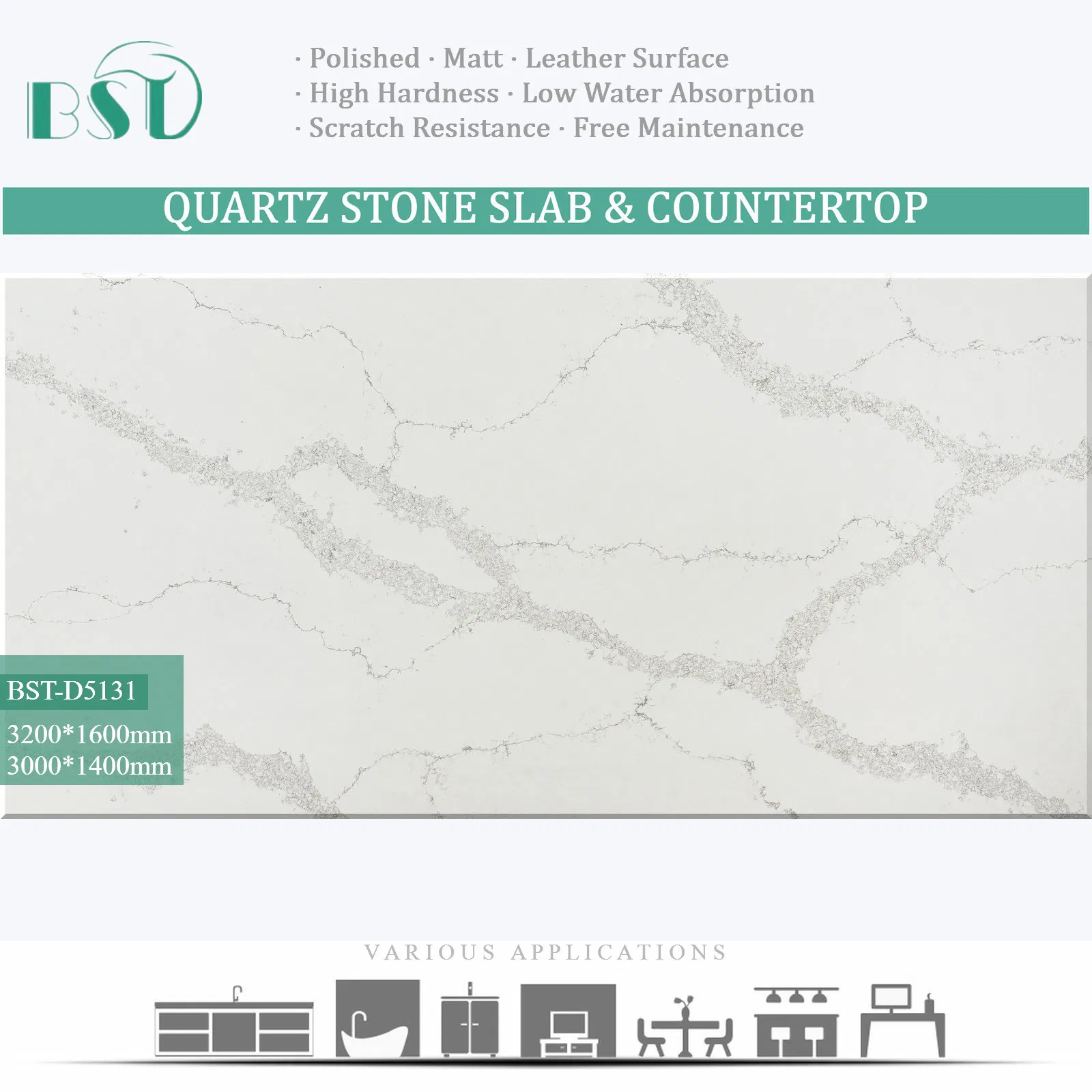 Non-Silica Calacatta Quartz Zero-Silica Engineered Stone for Modern Kitchens