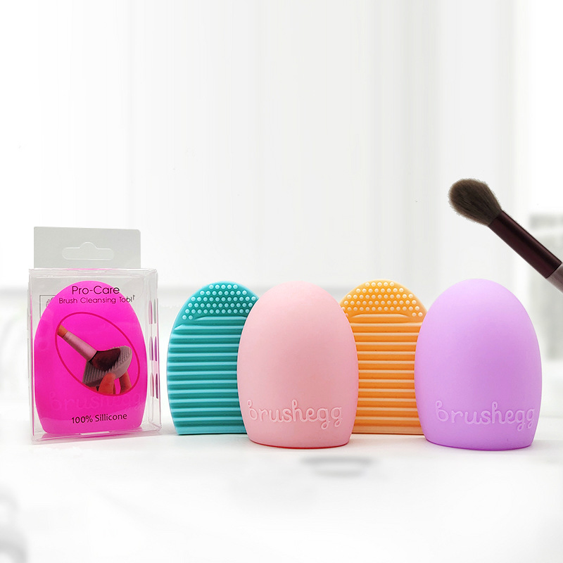 Wholesale Newest Cosmetic Colorful Cleaning Tools Board Washing Egg Brush Pad Silicone Make up Brush Cleaner