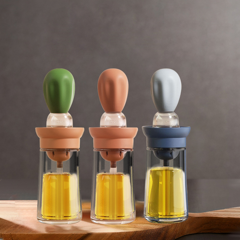 180ml Kitchen Tool Gadgets Glass Cooking Vinegar and Olive Oil Dispenser Bottle with Silicone Brush