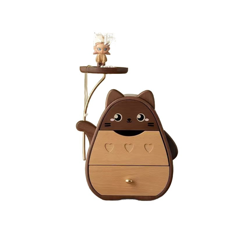 Creative Cat-Shaped Solid Wood Jewelry Box