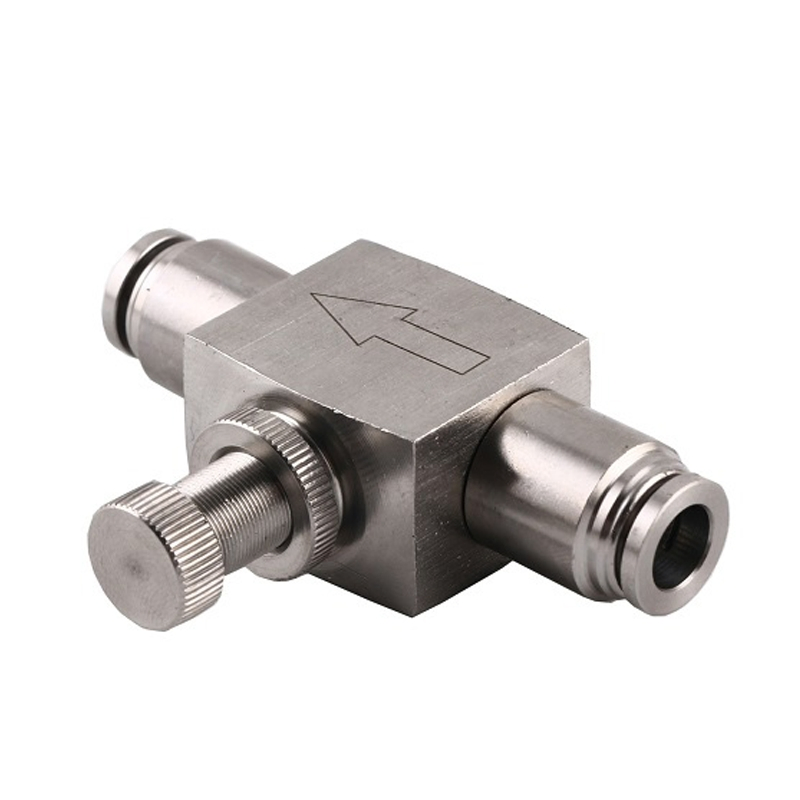 Pneumatic Air Inox Pipe Manual Pressure Regulator Stainless Steel 316L Push in Fittings Flow Speed Control Valves