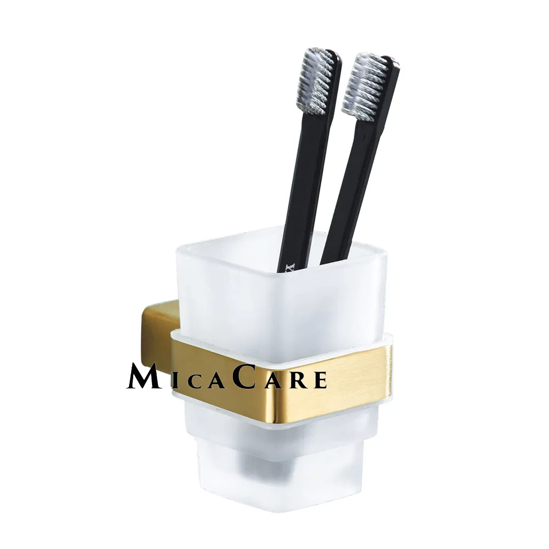 Elegant SS304 Double Tumbler Holder with Gold Brushed Bracket