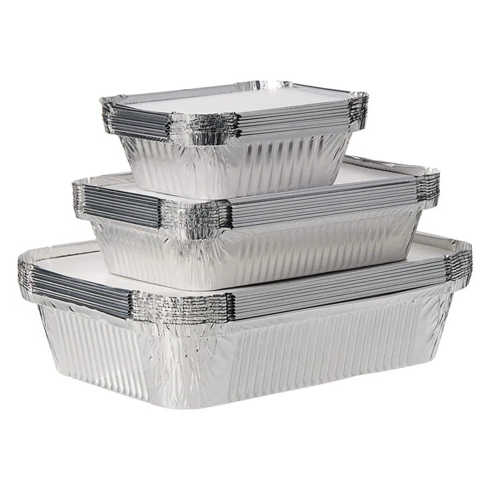 High Quality Silver Aluminum Foil Container Box Tray for Food Packing Baking