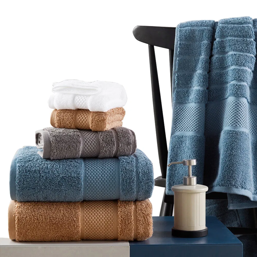 Soft Absorbent Cotton Towel Set Thick Hotel Color Fastness Face Towel Plus Bath Towel