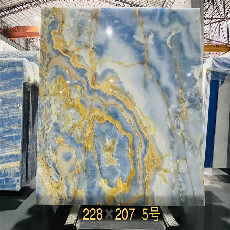 Marble Blue Onyx Slab Supplier, Natural Stone Blue Marble Slab Blue Quartz Countertop