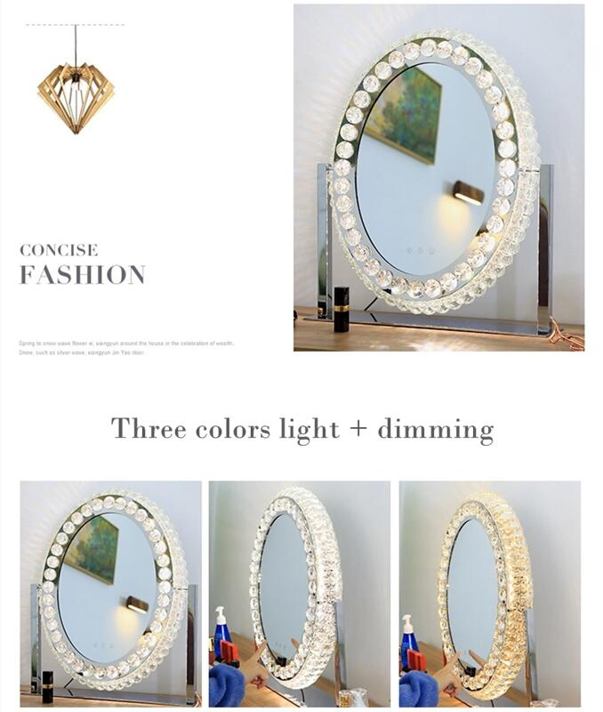 Luxury Decorative Crystal Furniture Wall Mounted Makeup Smart LED Glass Mirror