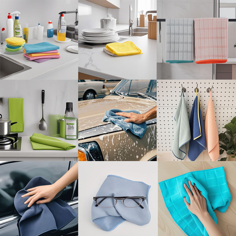 Ultra Soft Universal Terry Microfiber Towel Tartan Elastic Glass Shiny Waffle Scales Pineapple Cleaning Durable Car Washing Kitchen Floor Cloth with Stripe