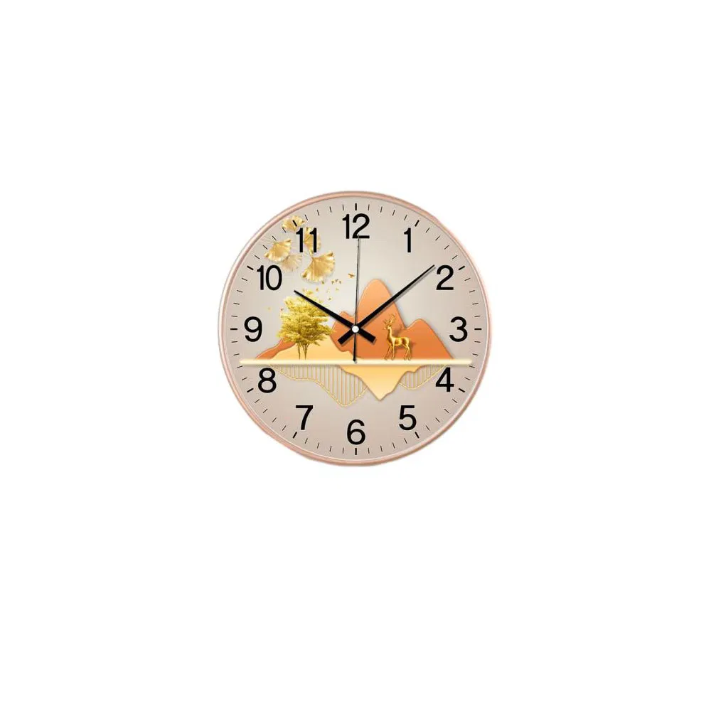 Decorative Round Wall Clock Metallic Edged Sleek Design Wall Clock
