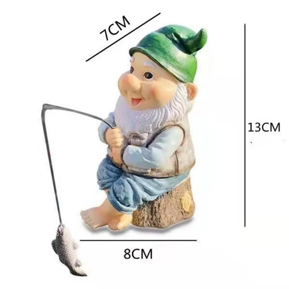 Fishing Dwarf Elf Figurines Yard Lawn Outdoor Gnome Garden Decor Ci18726