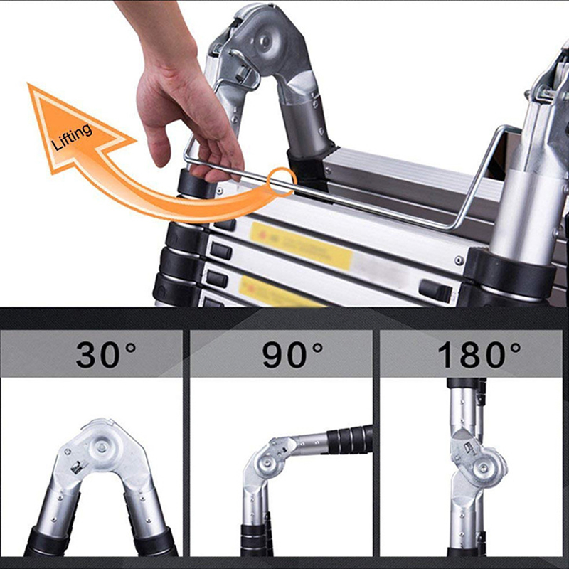 2.5m 2.5m Multifunctional Portable Herringbone Straight Two-in-One Ladder Home Folding Telescopic Aluminum Ladder Household Tool