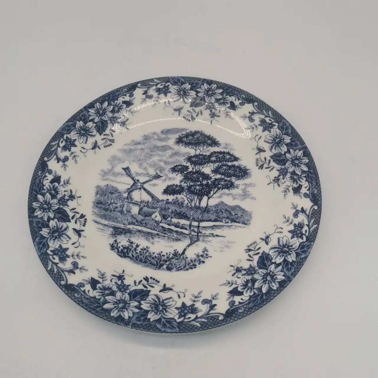 7.5"10.5"8" Dinner Meat Dessert Plate with blue Design Porcelainware Ceramics Tableware