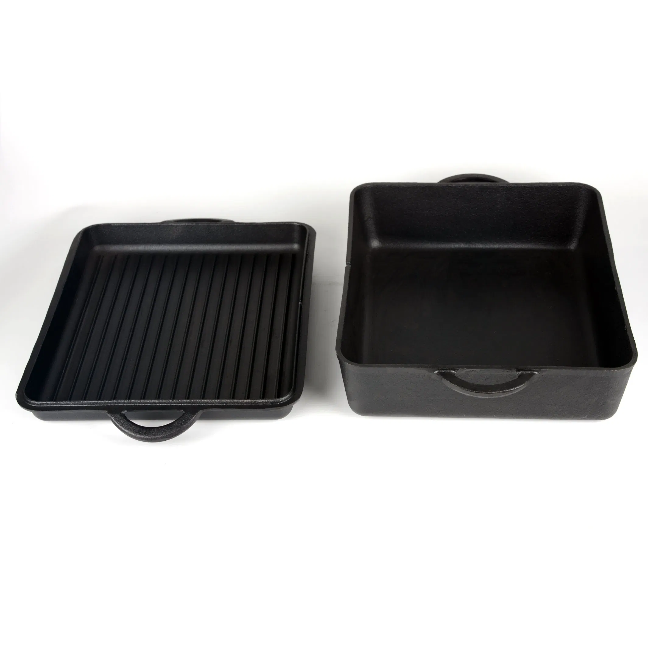 Factory Direct Supplier Cast Iron Multi-Functional Pre-Seasoned Square Camping Dutch Oven with Skillet Lid