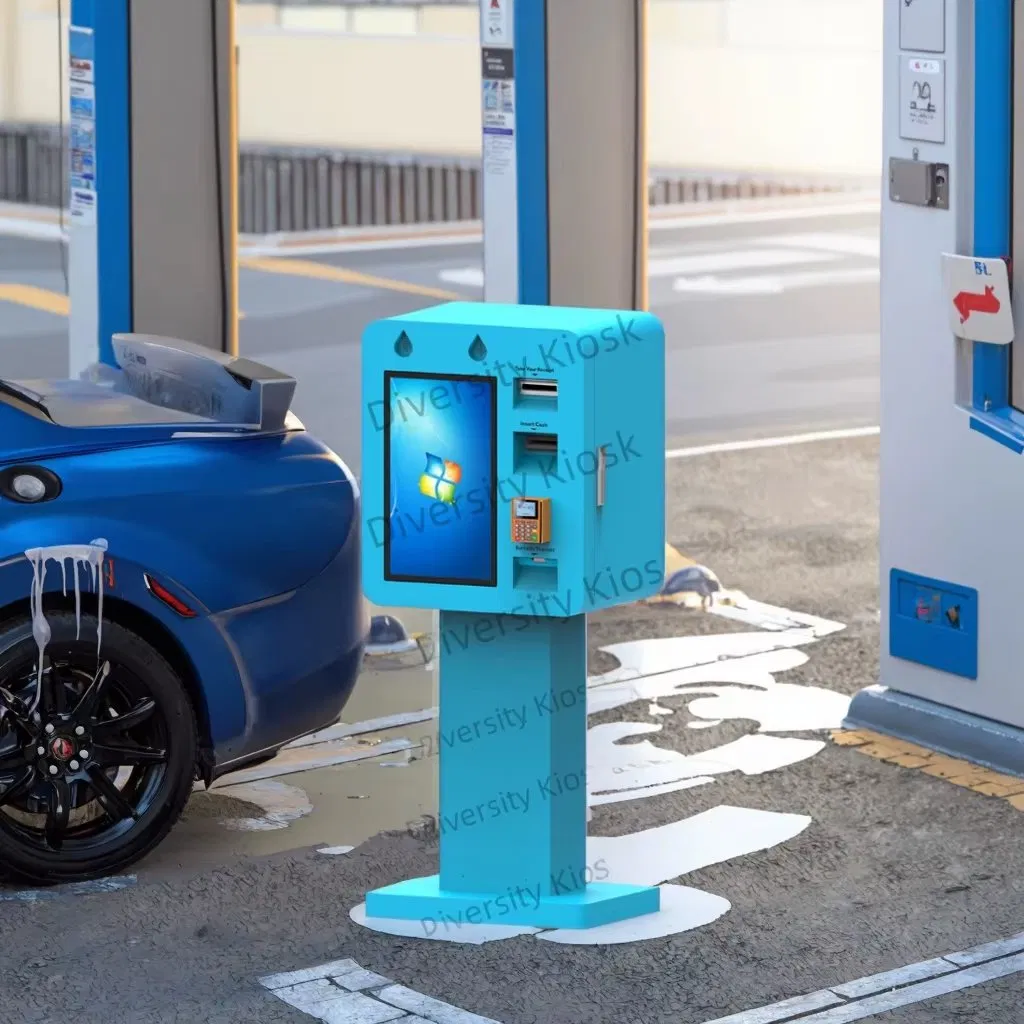 All-in-One Touch Screen Car Wash Pay Station Kiosk with Integrated Banknote Acceptor
