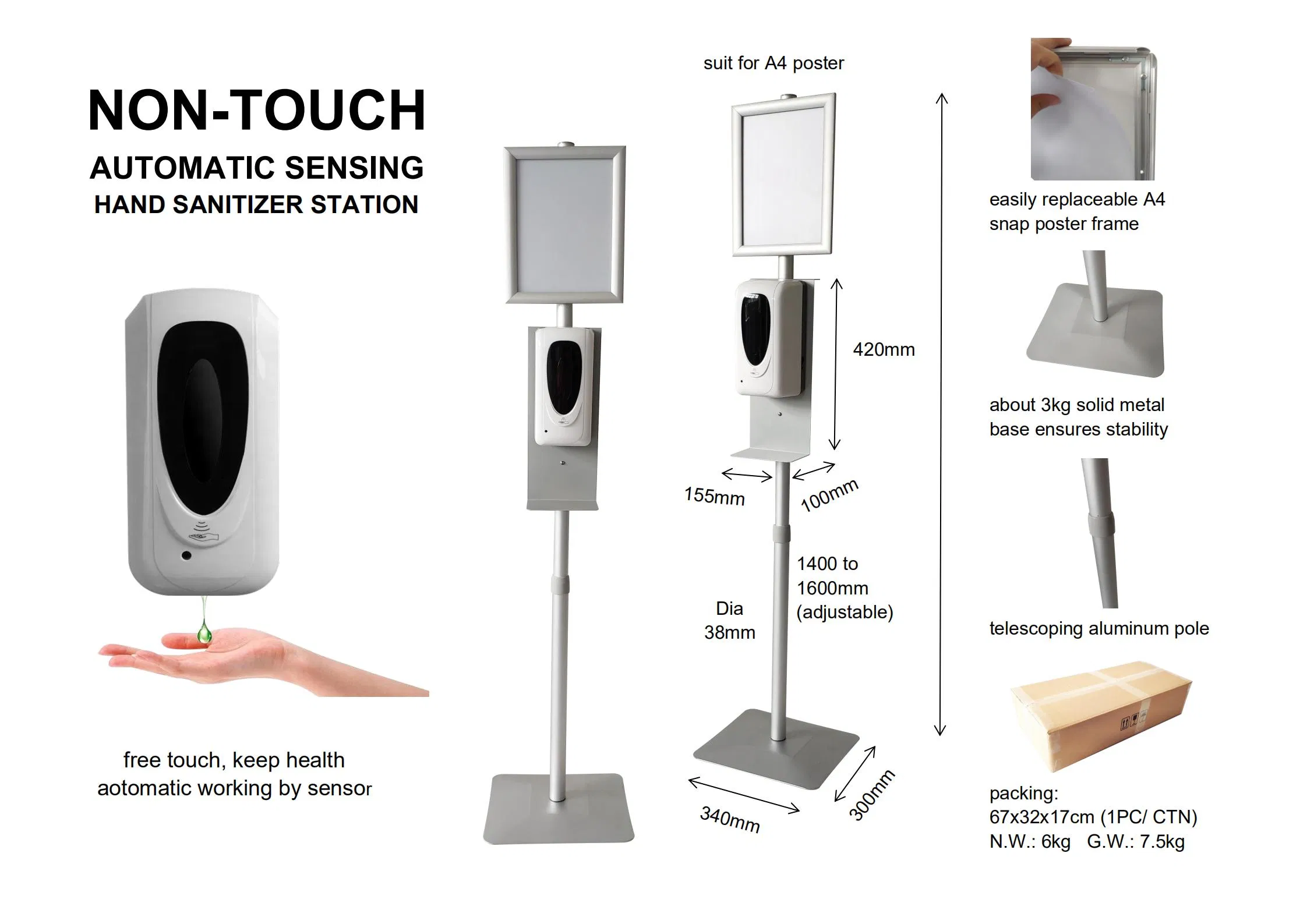 Non-Touch Stand for Hand Sanitizer 10