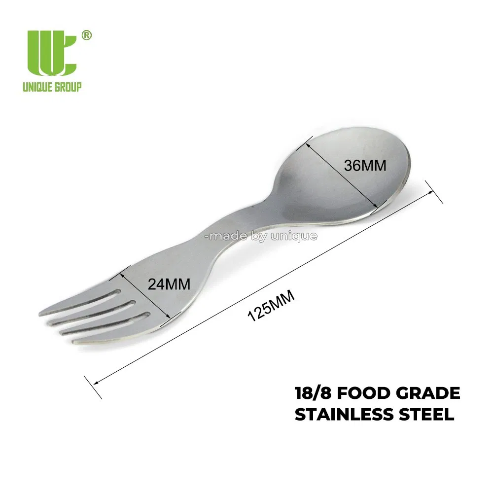 2-in-1 Stainless Steel Spoon Fork Combo Reusable Utensil for Outdoor Lunch Box and Camping Meal Set OEM