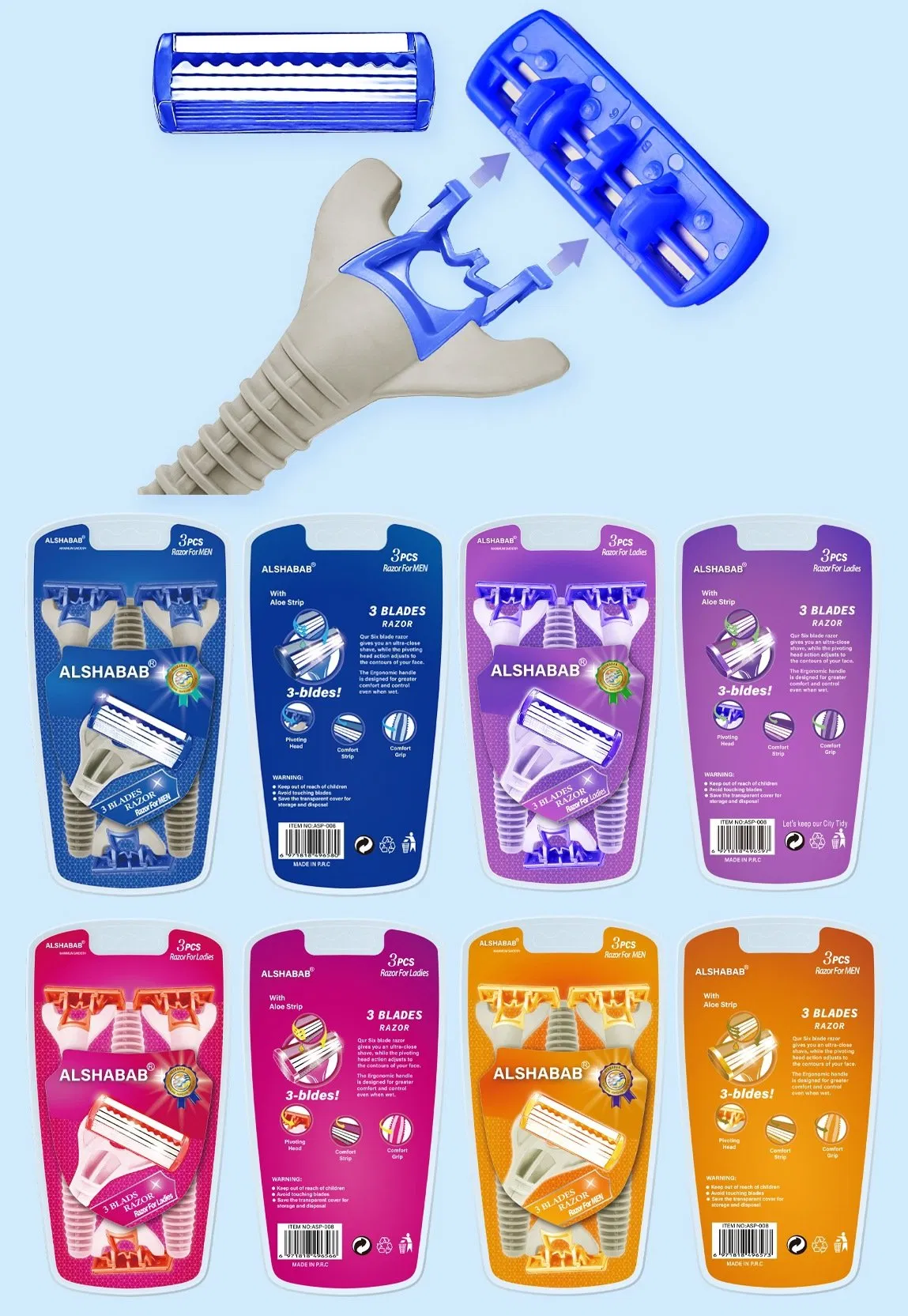 Wholesale Disposable Razor Three Stainless Steel Blades 06